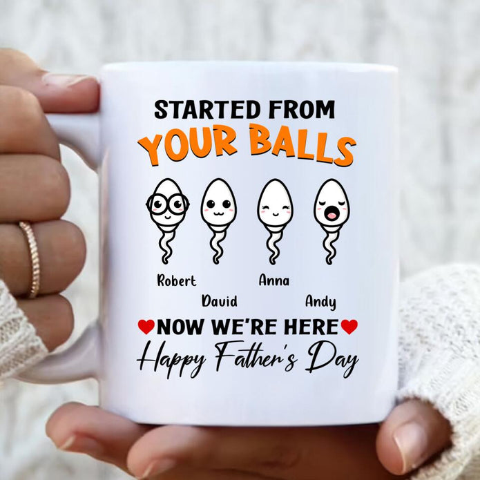 Personalized Ceramic Coffee Mug For Dad From Your Balls Funny Naughty Sperm Print Custom Kids Name 11 15oz Cup