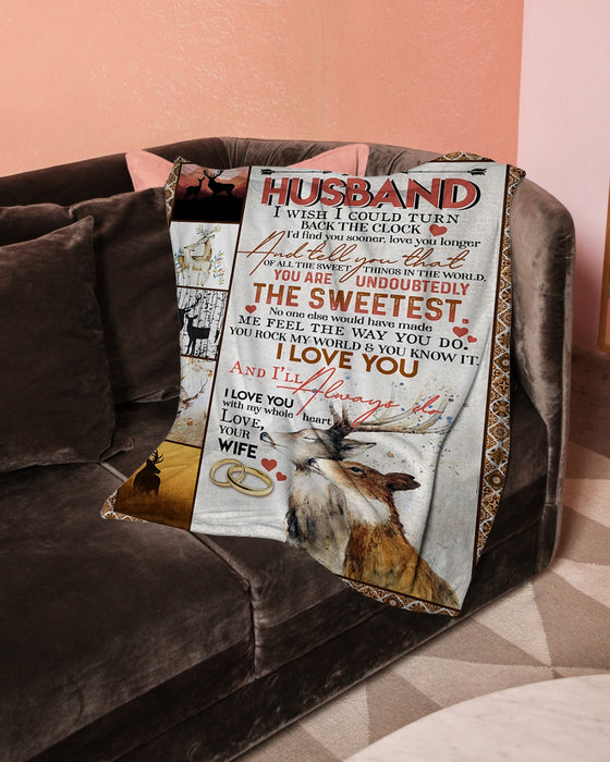 Personalized Fleece Blanket To My Husband From Wife You Are The Sweetest Custom Name  Print Deer Couple With Rings