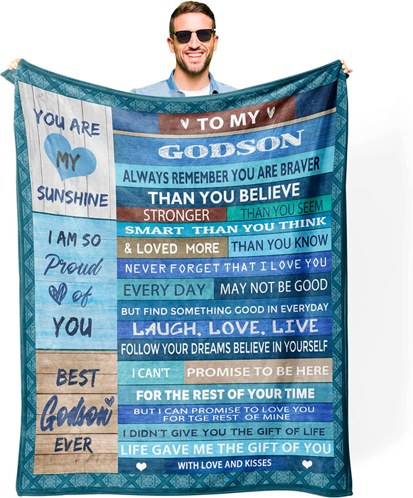 Personalized To My Godson Blanket From Godparents Always Remember You're Braver Wooden Custom Name Gifts For Christmas
