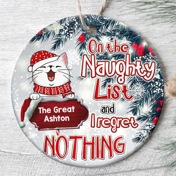 Personalized Ornament For Kitty Owners On The Novelty List & Regret Nothing Custom Name Tree Hanging Gifts For Christmas