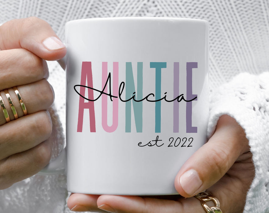 Personalized Coffee Mug For Auntie From Niece Nephew Auntie Colorful Color Est Custom Name Gifts For Christmas
