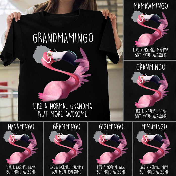 Personalized T-Shirt Grandmamingo Like A Normal Grandma But More Awesome Print Old Flamingo With Glasses Custom Nickname