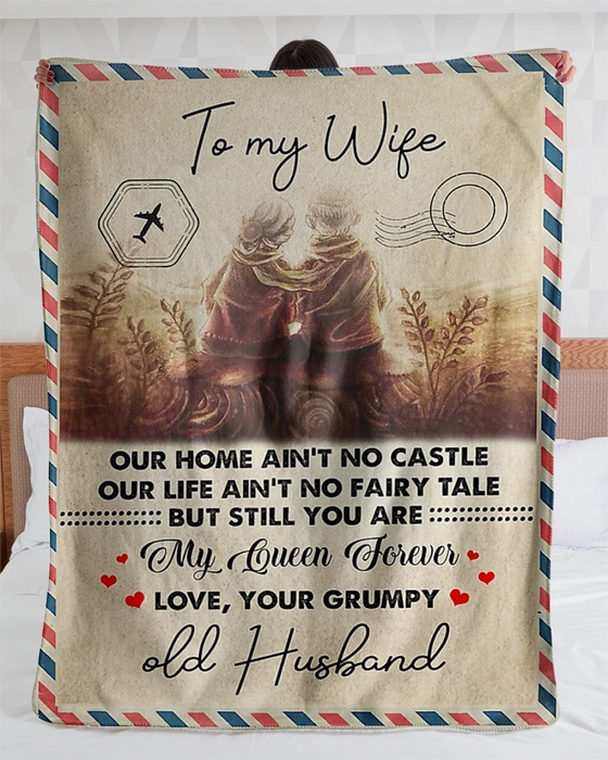 Personalized Old Couple Printed Fleece Blanket To My Wife From Husband You Still You Are My Queen Forever For Valentine