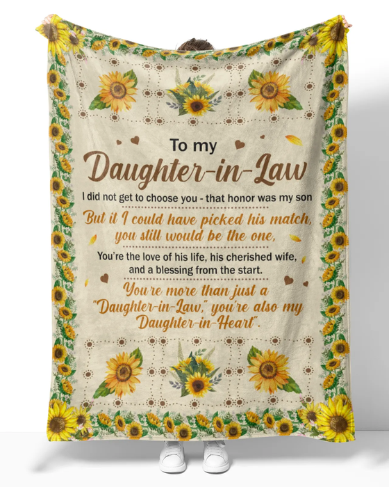 Personalized Premium Blanket To My Daughter In Law On Mothers Day Rustic Sunflower Blanket Custom Name