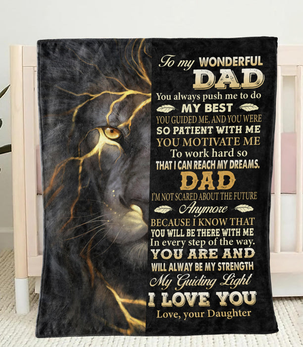 Personalized Blanket To My Dad From Daughter You Motivate Me Half Black Lightning Lion Printed Custom Name