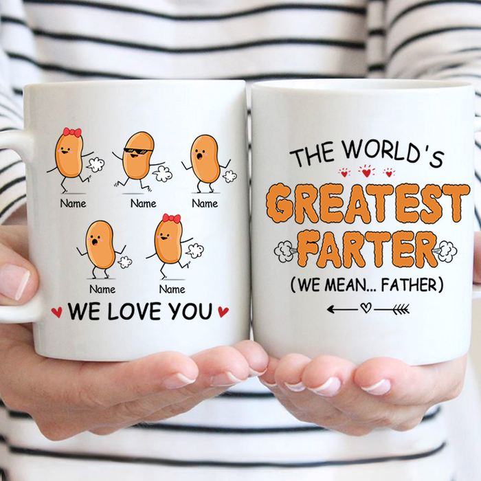 Personalized Ceramic Coffee Mug For Dad World's Greatest Farter Funny Sausage Printed Custom Name 11 15oz Cup