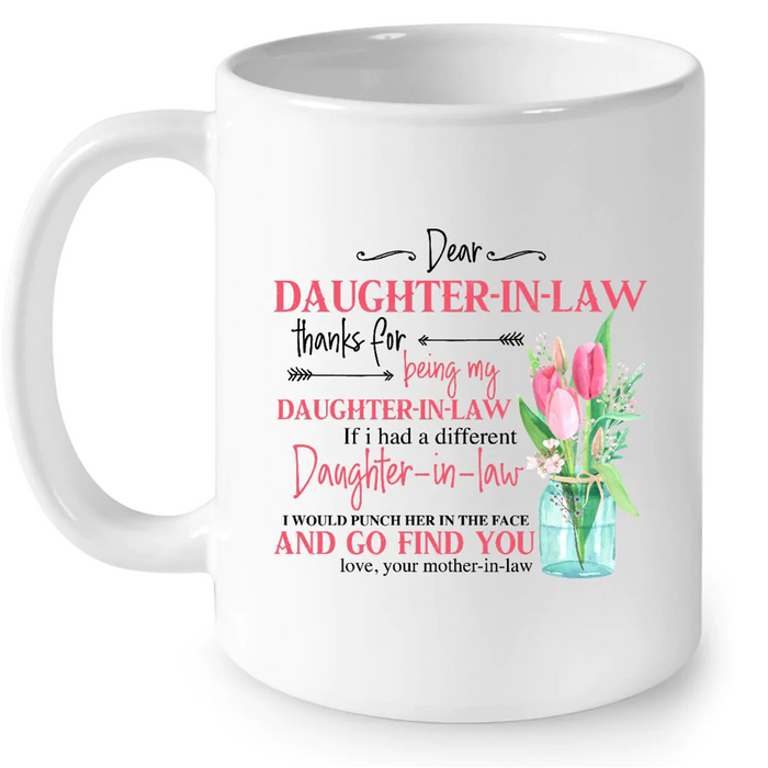 Personalized Coffee Mug Gifts For Daughter In Law Go Find You Pink Tulip Florals Custom Name White Cup For Christmas