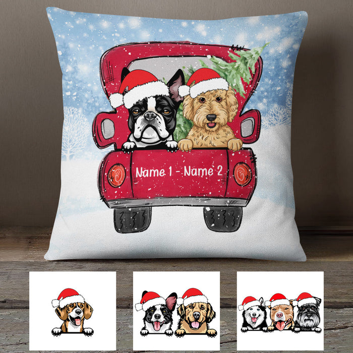 Personalized Square Pillow Gifts For Dog Owner Christmas Car Tree Pet Lovers Custom Name Sofa Cushion For Christmas