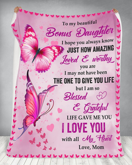 Personalized To My Stepdaughter Blanket From Step Mom Dad Hope You Always Know Butterflies Custom Name Birthday Gifts