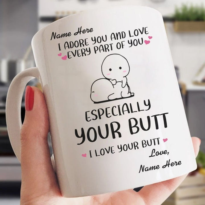 Personalized Coffee Mug Gifts For Him Her Couple I Adore You & Love Every Part Of You Funny Custom Name Christmas Cup