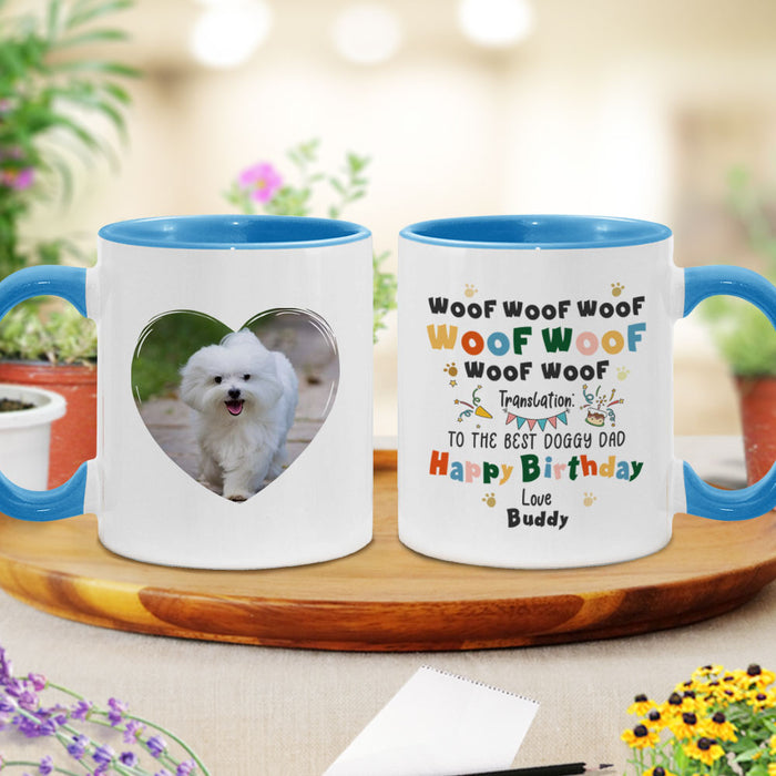 Personalized Coffee Mug Gifts For Dog Lovers Funny Woof Woof Woof Translation Custom Name Photo Accent Cup For Christmas