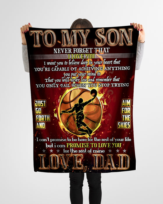 Personalized To My Son Blanket From Dad Mom Custom Name Basketball Never Forget That I Love You Gifts For Christmas