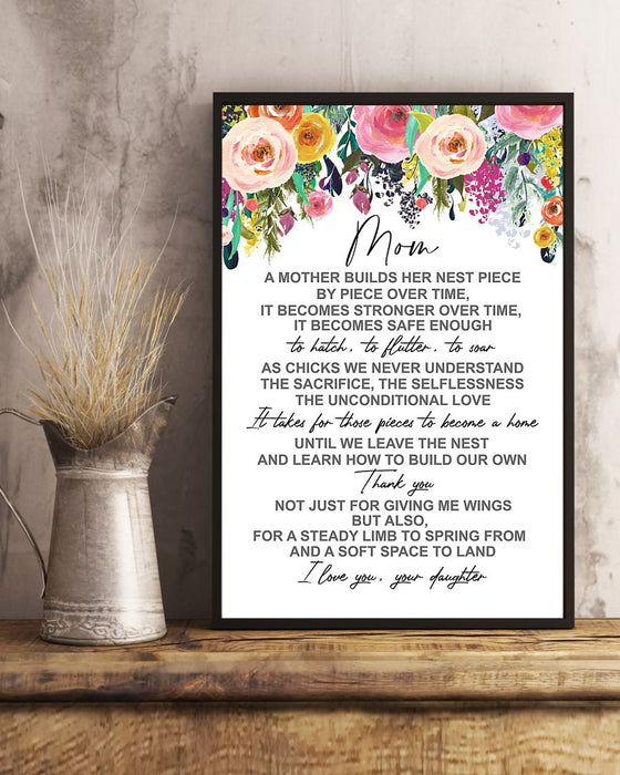 Personalized Canvas Wall Art For Mom From Kids Flower A Mother Builds Her Nest Piece Custom Name Poster Print Home Decor