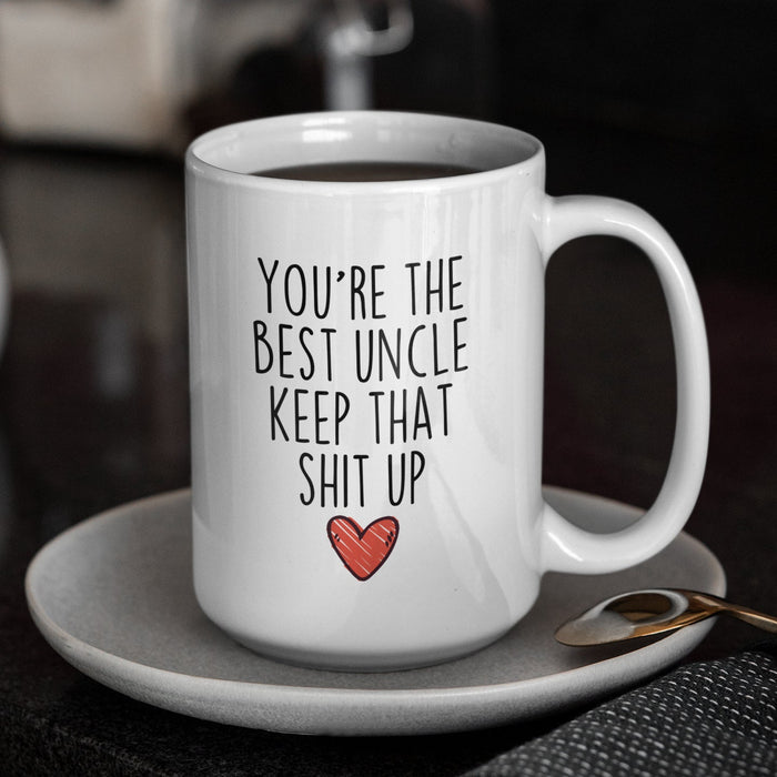 Novelty Coffee Mug For Uncle From Niece Nephew Funny Heart You're The Best Uncle White Cup Unique Gifts For Christmas