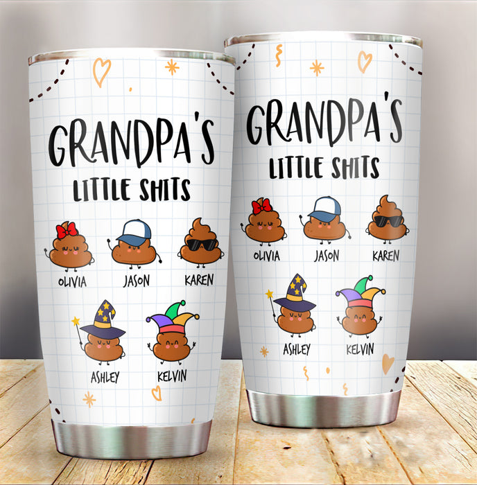 Personalized Tumbler For Grandpa From Grandkids Grandpa's Little Shits Note Background Custom Name Father's Day Gifts