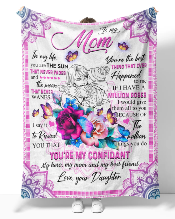 Personalized Mandala Blanket To My Mom On Mothers Day Colorful Flower & Butterfly Blanket Custom Name