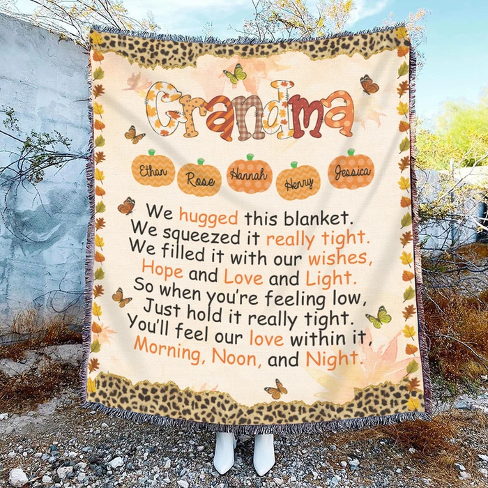 Personalized To My Grandma Blanket From Grandkids Leopard Pumpkin Butterflies Custom Name Gifts For Birthday Christmas