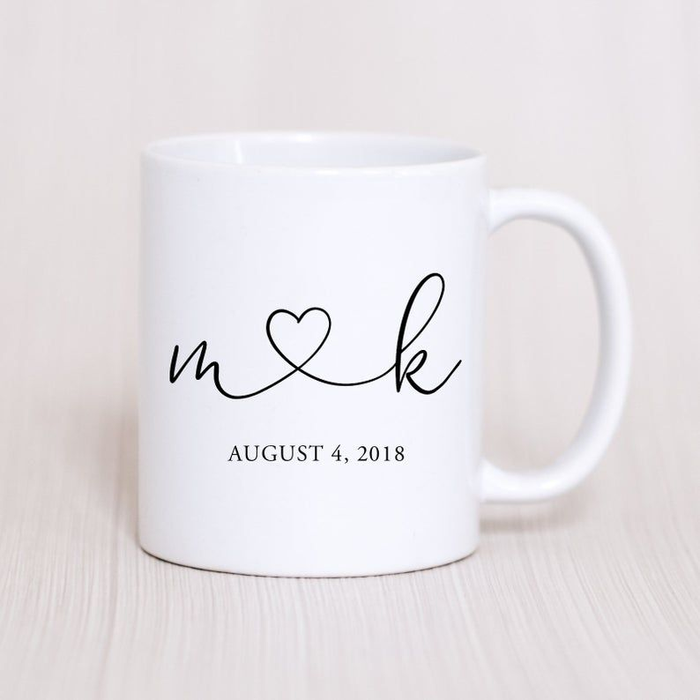 Personalized Coffee Mug Gifts For Couple Wedding Heart Meaningful Custom Name White Cup For Anniversary Valentines