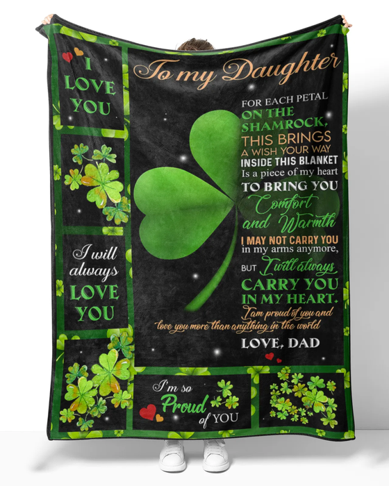 Personalized Four Leaf Clover Blanket To My Daughter On Patricks Day Lucky Green Blanket Custom Name