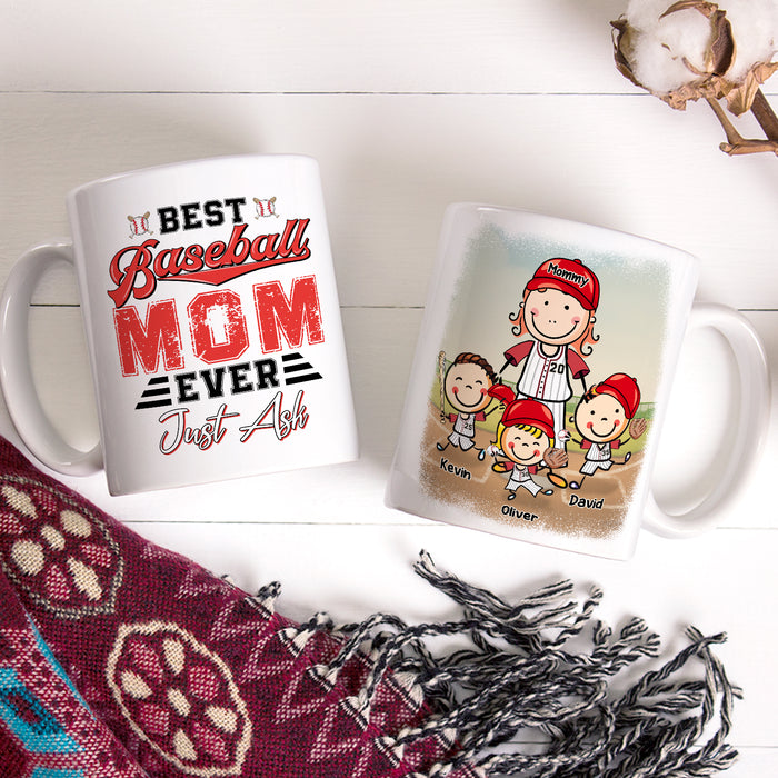 Personalized Ceramic Coffee Mug Best Baseball Mom Ever Just Ask Vintage Design Cute Kid Print Custom Name 11 15oz Cup