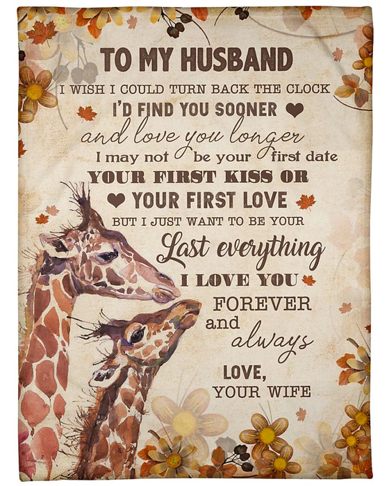 Personalized Rustic Blanket To My Husband I'D Find You Sooner Painting Giraffe Couple Custom Name Valentine Blankets