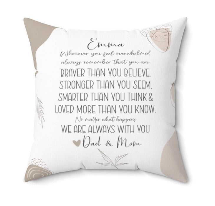 Personalized To My Daughter Square Pillow Whenever You Feel Overwhelmed Custom Name Sofa Cushion Gifts For Christmas