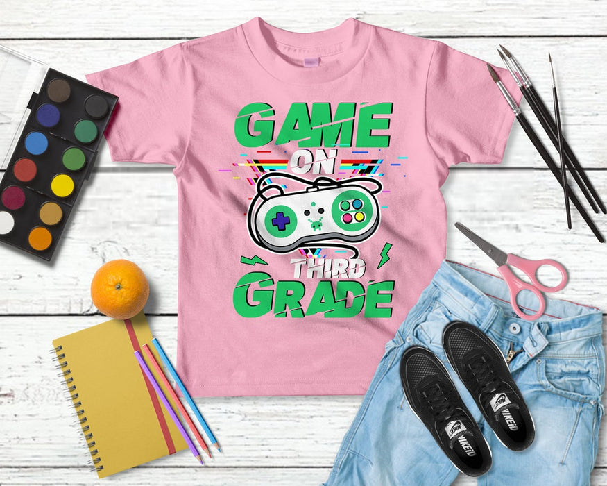 Personalized T-Shirt For Kids Game On Third Grade Gaming Lovers Shirt Custom Grade Level Back To School Outfit