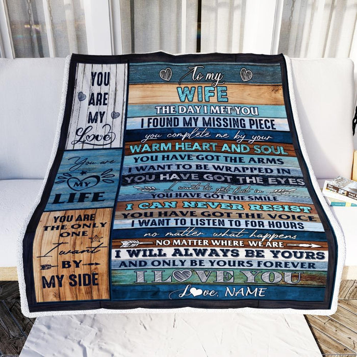 Personalized Vintage Wooden Blanket To My Wife The Day I Met You Custom Name Love Blanket For Valentines