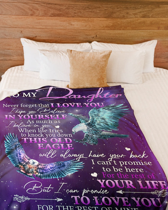 Personalized Blanket To My Daughter From Mom Never Forget That I Love You Eagle Print Galaxy Background Custom Name