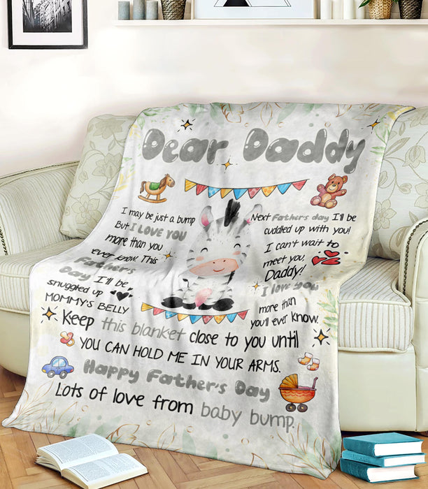 Personalized Blanket To My Dad From Baby Bump Happy Father's Day Funny Baby Zebra Cartoon Design Custom Name