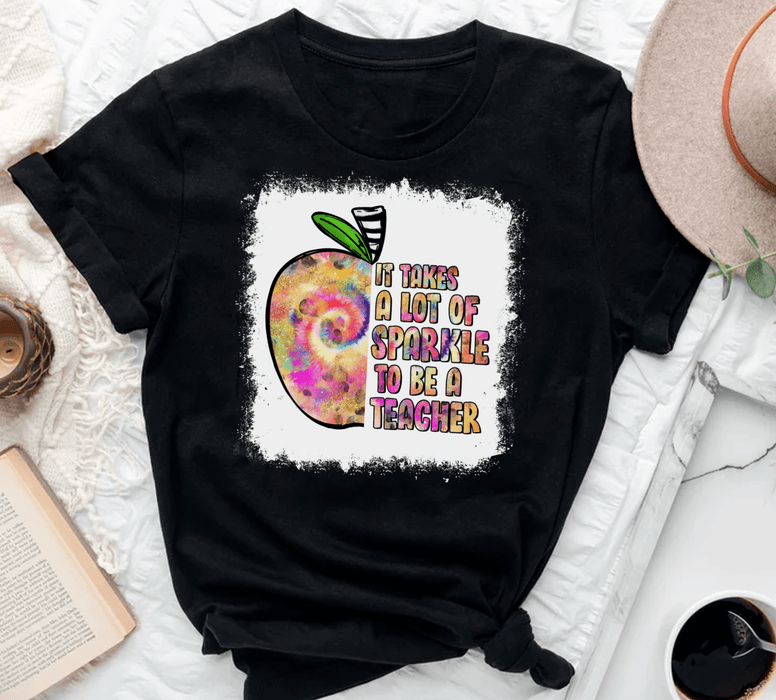 Personalized T-Shirt For Teachers It Takes A Lot Of Tie Dye Apple Design Custom Job Title Back To School Outfit