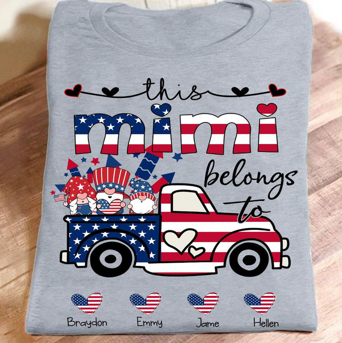 Personalized T-Shirt For Grandma Firecrackers Truck With USA Flag Design Custom Grandkids Name 4th July Day Shirt