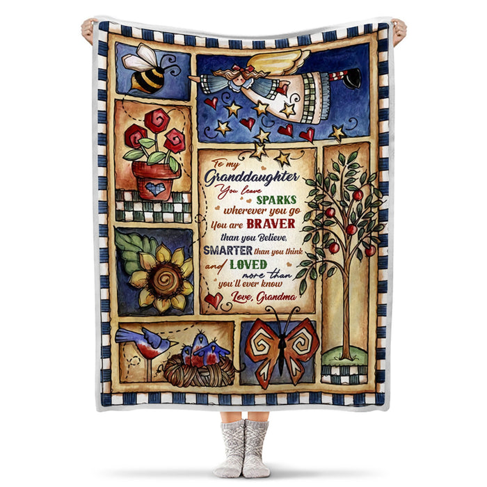 Personalized To My Granddaughter Blanket From Grandma You Are Braver Than You Believe Print Fairy Tale Princess & Flower