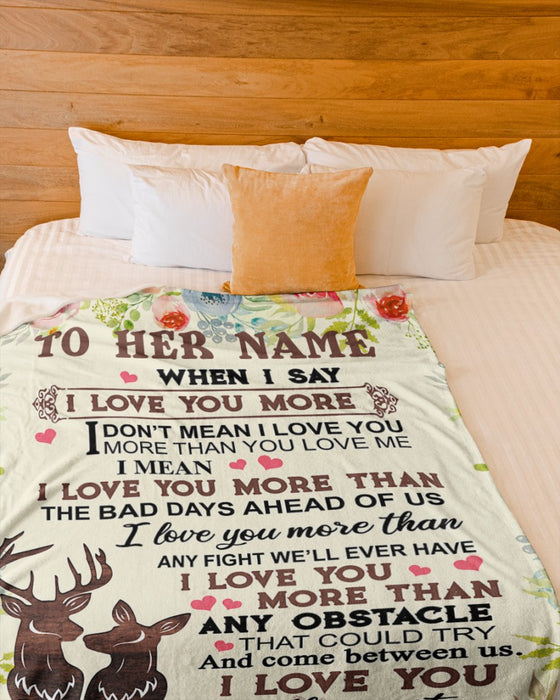 Personalized To My Girlfriend Blanket Gifts From Boyfriend Deer Couple Love More Than You Love Custom Name For Birthday