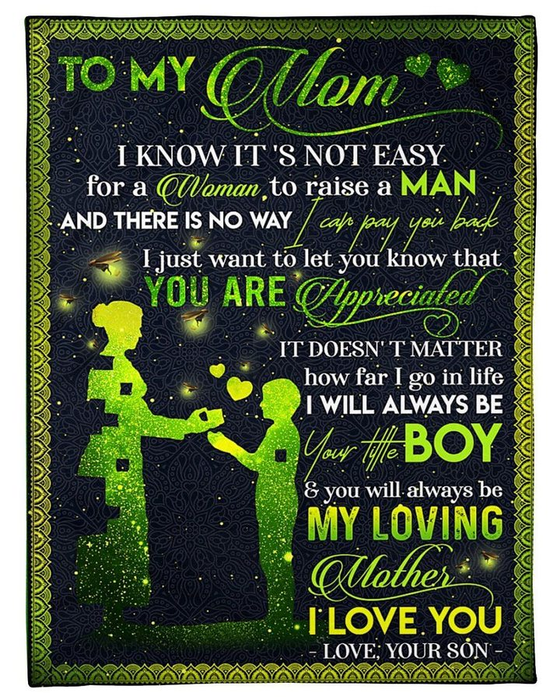 Personalized To My Mom Blanket From Son It'S Doesn'T Matter How Far I Go In Life Puzzle Mom & Boy & Firefly Printed