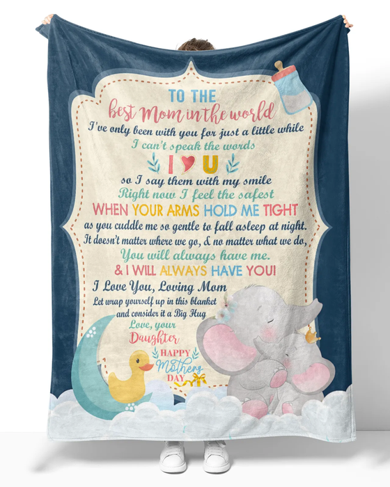 Personalized Lovely Blanket To My Mom On Mothers Day Cute Duck & Elephant Hugged Blanket Custom Name