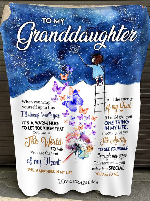 Personalized To Granddaughter Blanket From Grandma When You Wrap Yourself Up In This Print Dandelion Butterflies & Baby