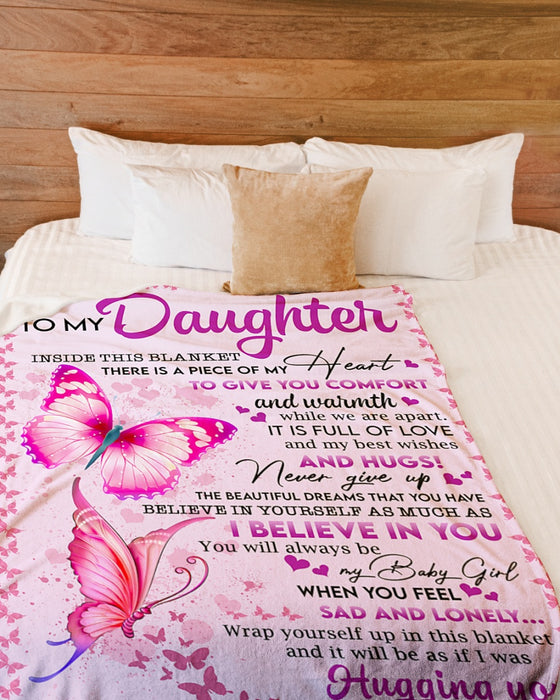 Personalized Blanket To My Daughter From Mom Butterfly Printed And Butterfly Frame Heart Print Custom Name