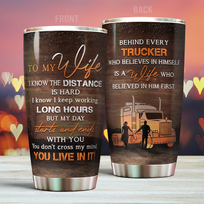 Personalized To My Wife Tumbler From Husband My Day Starts And Ends With You Truck Custom Name Travel Cup Birthday Gifts
