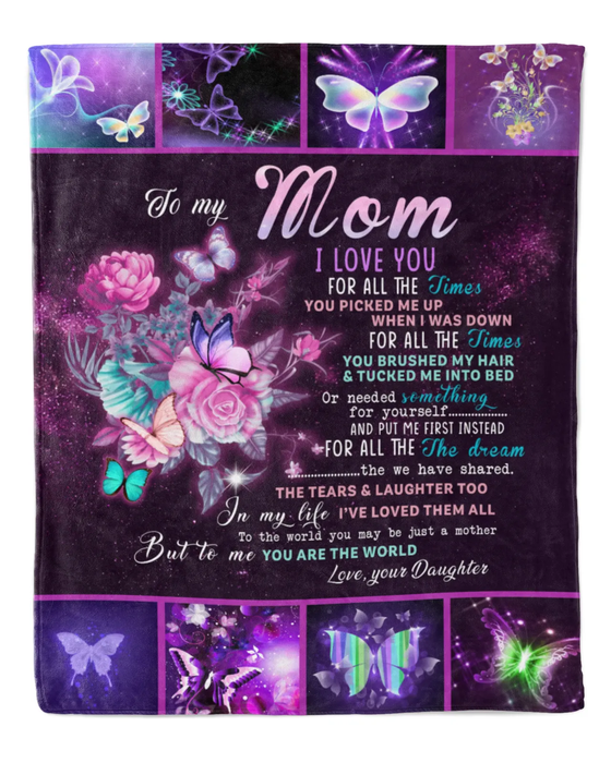 Personalized Fleece Blanket To My Mom On Mothers Day Lighting Butterfly & Flower Blankets Custom Name