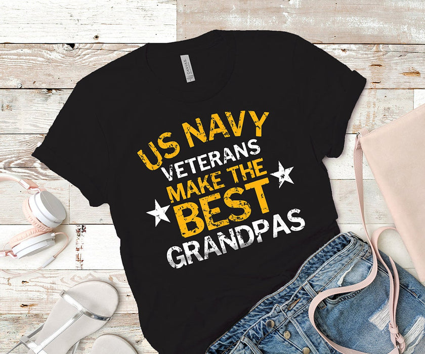 Classic T-Shirt For Grandpa US Navy Veteran Make The Best Grandpas Stars Printed Veteran Day Shirt Patriotic Shirt