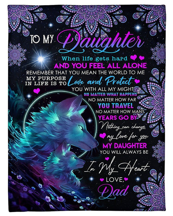 Wolves Message To Daughter Fleece Blanket Remember You Mean The World To Me Custom Blanket Gifts For Daughter From Dad For Womens Day Birthday Wedding Mothers Day Graduation Holidays Wolf Blanket
