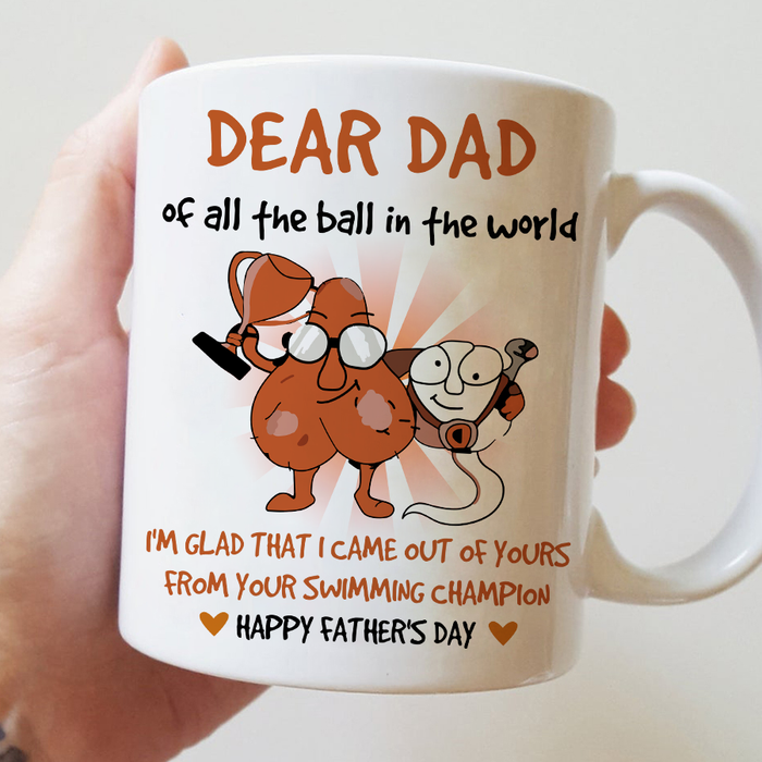 Personalized Ceramic Mug For Dad Glad I Came Out Of Yours Funny Sack & Sperm Custom Kids Name 11 15oz Coffee Cup