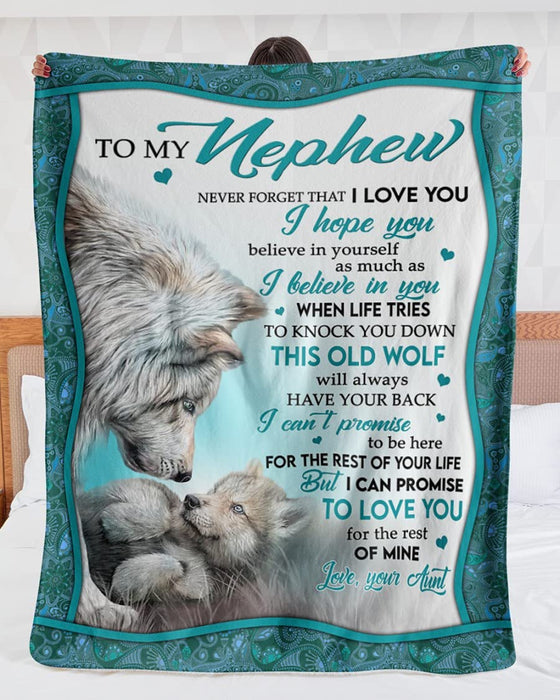 Personalized To My Nephew Blanket From Aunt Uncle Never Forget That I Love You Old Wolf And Baby Printed
