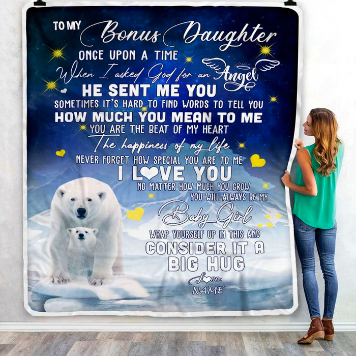 Personalized To My Stepdaughter Blanket From Step Mom Dad Polar Bear How Much You Mean To Me Custom Name Birthday Gifts