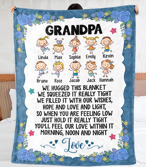 Personalized Blanket To My Grandpa From Grandkid We Hugged This Blanket Flower Print Custom Grandkids Name