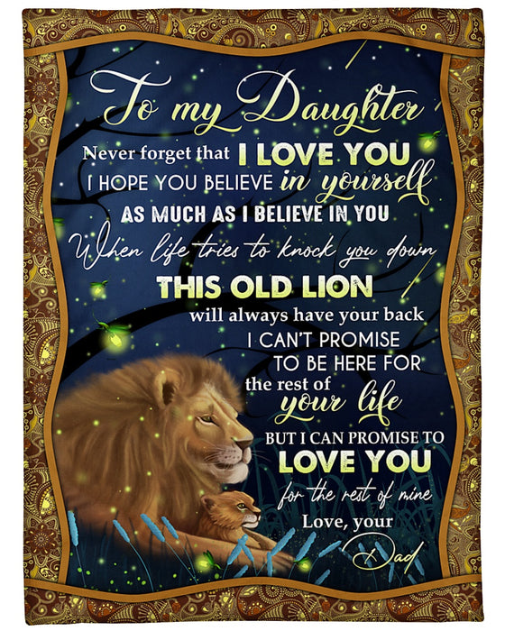 Personalized To My Daughter Blanket From Mom Dad Mandala Old Lion Promise To Love You Custom Name Gifts For Christmas