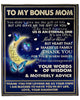 Personalized Blanket To My Bonus Mom From Daughter Thank You For Loving Me As Your Own Print Crescent Moon & Butterfly
