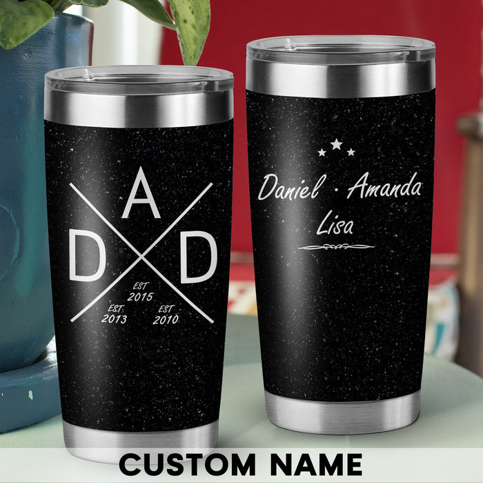 Personalized To My Daddy Tumbler From Son Daughter Black Sky Star Cross Custom Name 20oz Travel Cup Gifts For Birthday