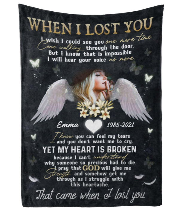 Personalized Memorial Blanket For Loss Of Loved Ones Angel Wings I Know You Can Here Custom Name Photo Sympathy Gifts